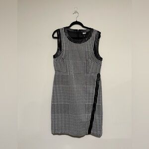 DKNY Black White Houndstooth Sheath Dress Size 16 NWT Classic Capsule Office